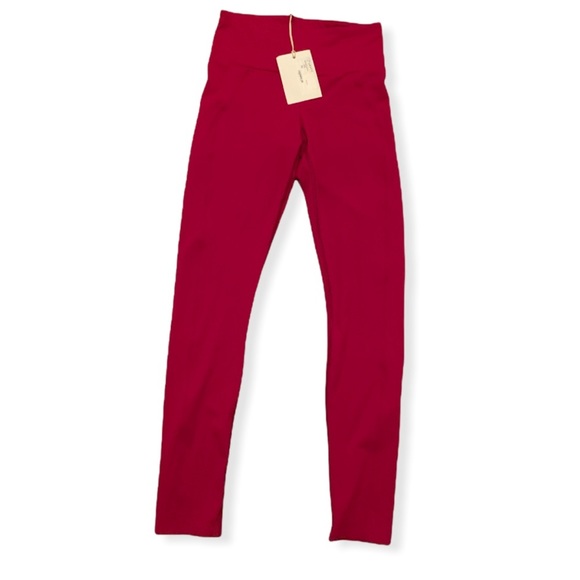 NWT E. Leoty full length red stretchy leggings tights running size extra small - Picture 2 of 6
